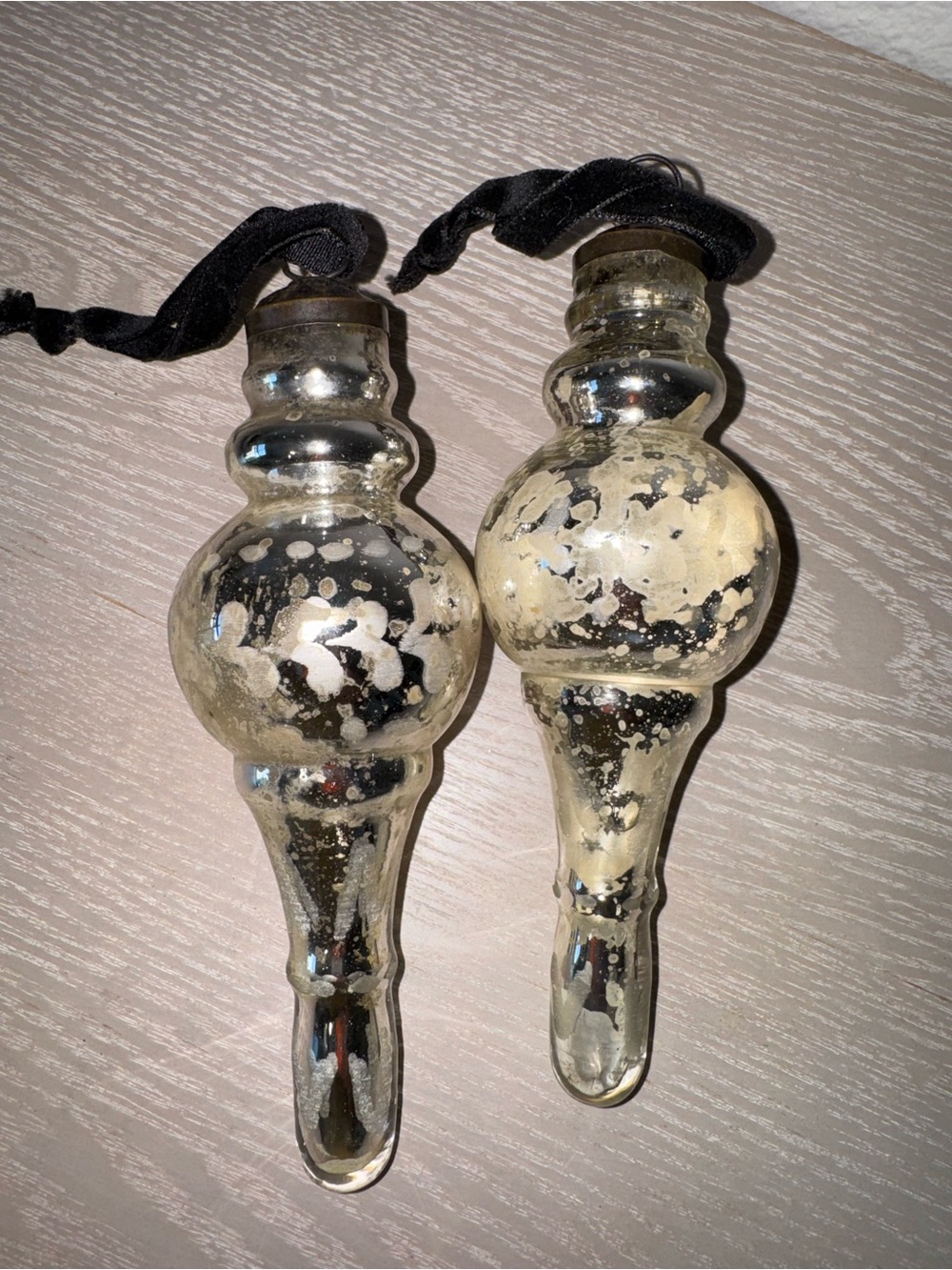 Vintage Heavy Mercury Glass Silver Christmas Tree Ornament 7” - Picture 4 of 5